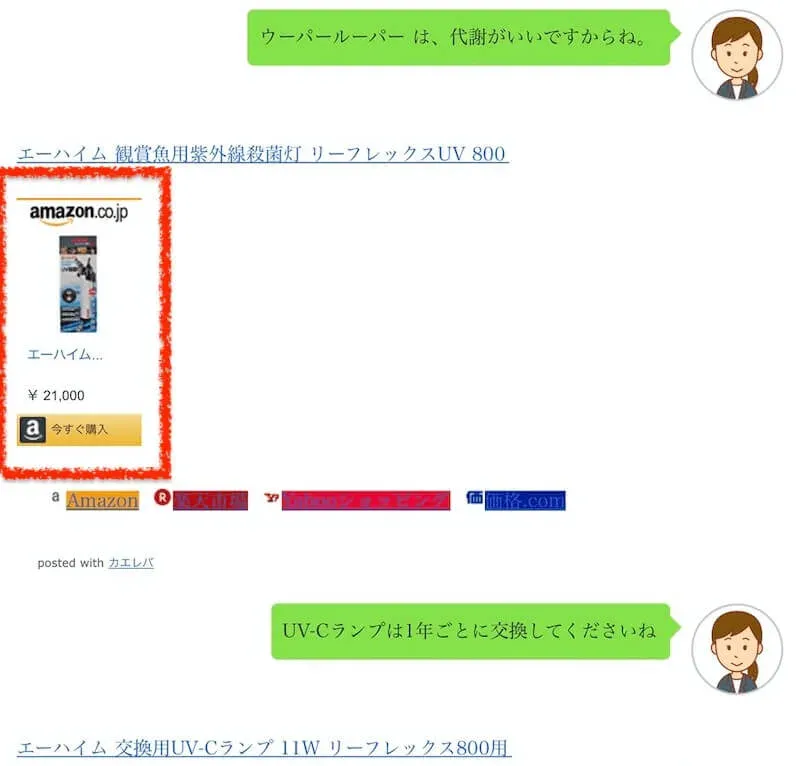 本来の正しいAmazon商品リンク表示