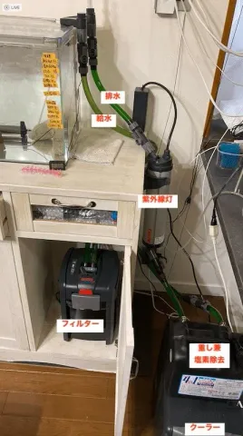 ZC-500αと水槽台の接続状態