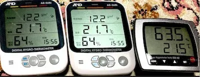 AD-5686複数台とtesto 608-H2を1日以上並べて置いた精度比較