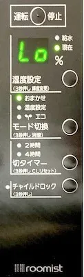 Lo表示（湿度30%未満）