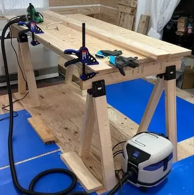 ソーホース金具を利用した作業台