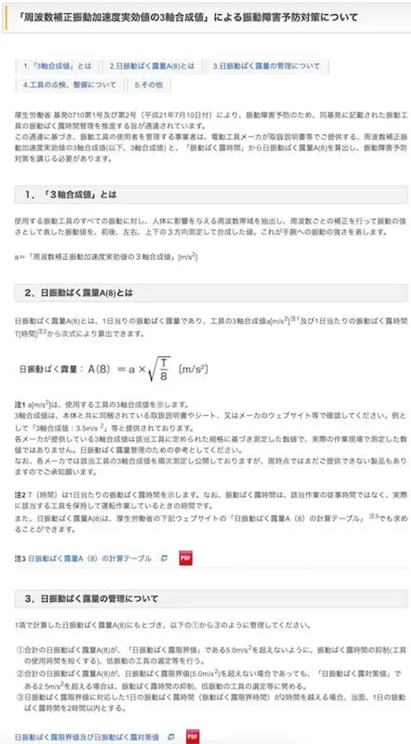 JEMA パワーツール振動障害予防ガイド