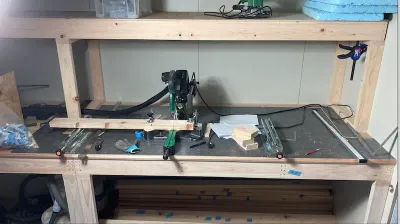 スライド丸鋸を設置した3400mm作業台
