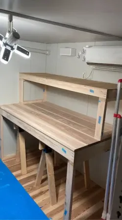 2000mm作業台の天板と収納