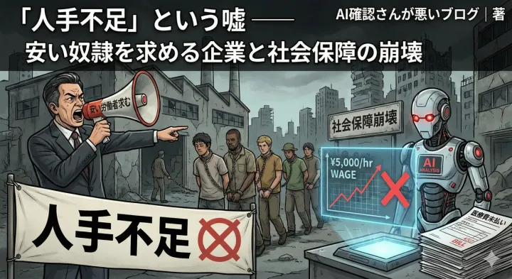 「人手不足」という嘘 — 安い奴隷を求める企業と社会保障の崩壊