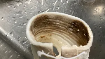 蒸発布と加熱筒が水道水のミネラル（スケール）を本体内部でしっかり受け止めた使用後の実態